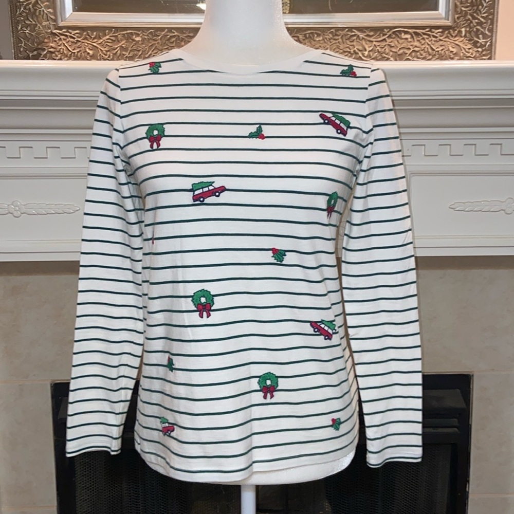 Talbots Embroidered Bateau Neck Tee - Cars
